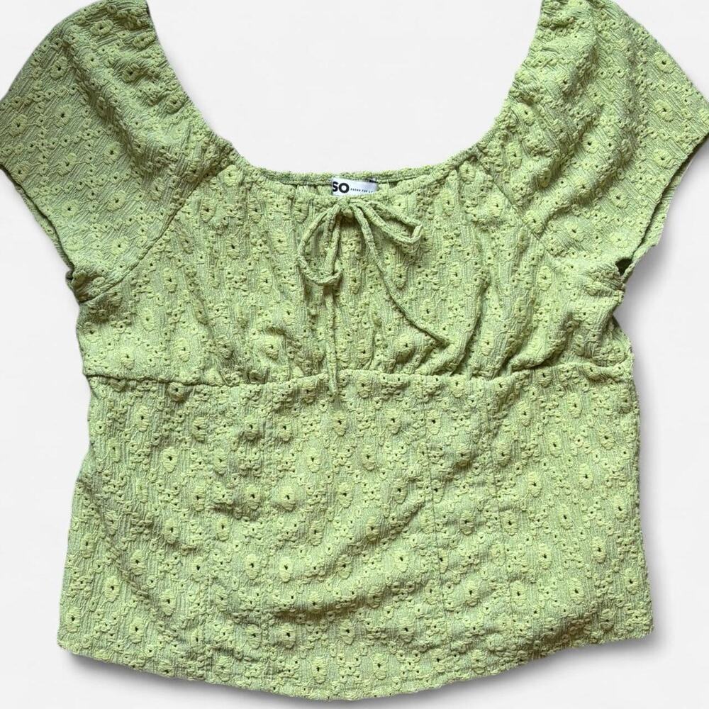 Light Green Floral Print Babydoll Top - XL
